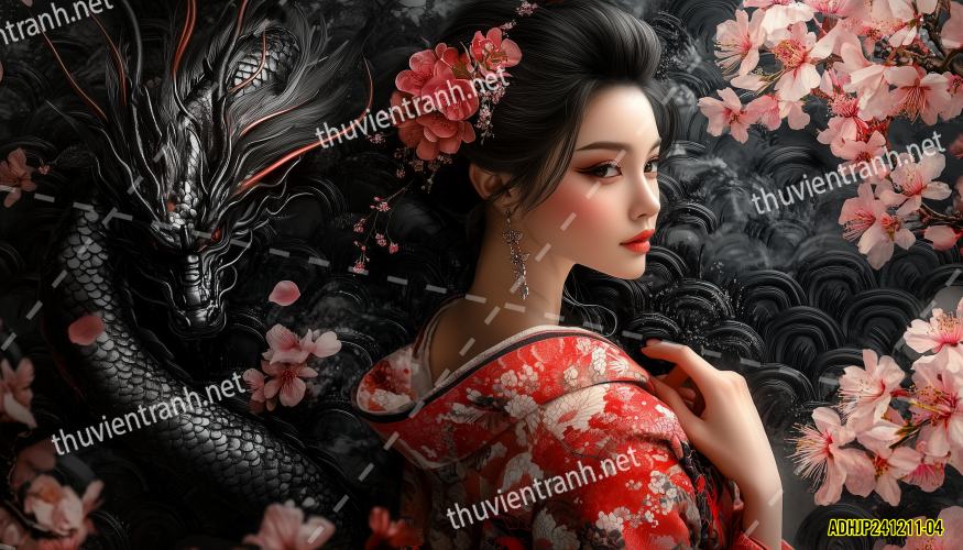 Tranh dán tường hoa cô gái Geisha Nhật Bản-ADHJP241211-04 - Kết quả tìm kiếm tranh tường